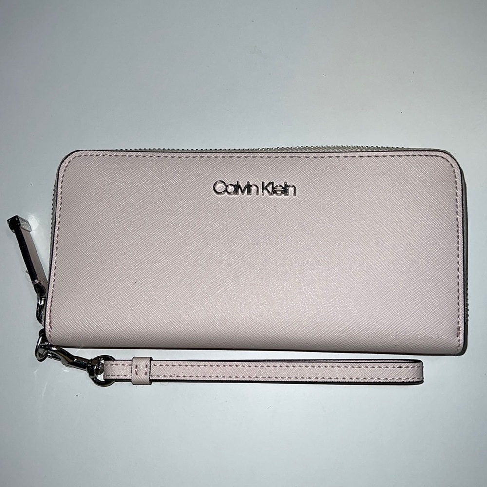 Calvin Klein Pink Leather Wallet Wristlet